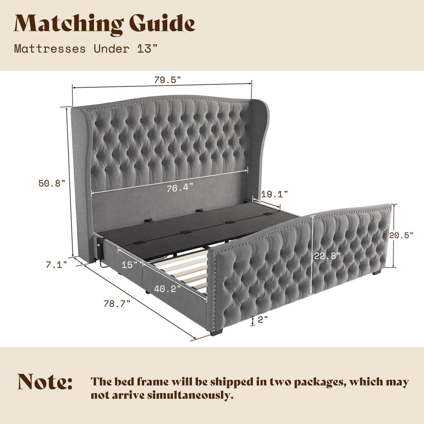 Astoria 51”H Adjustable Bed Frame
