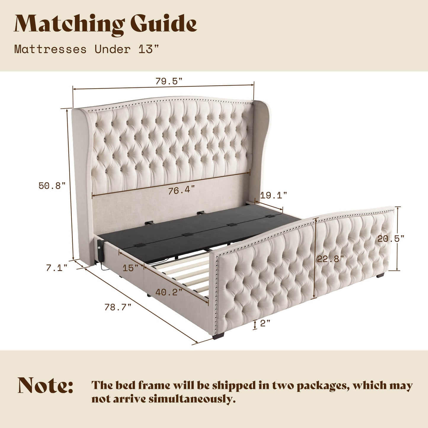 Astoria 51”H Adjustable Bed Frame