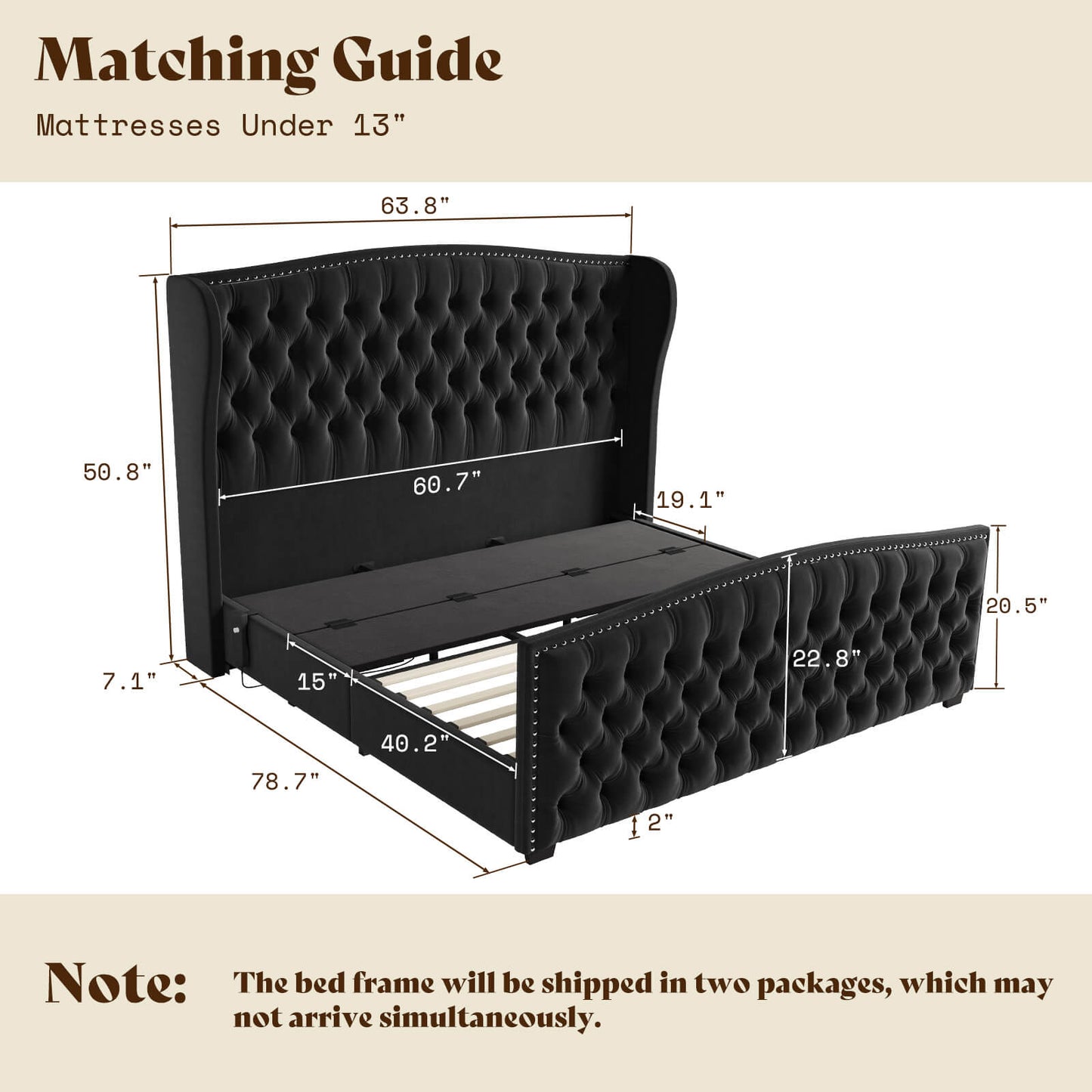 Astoria 51”H Adjustable Bed Frame
