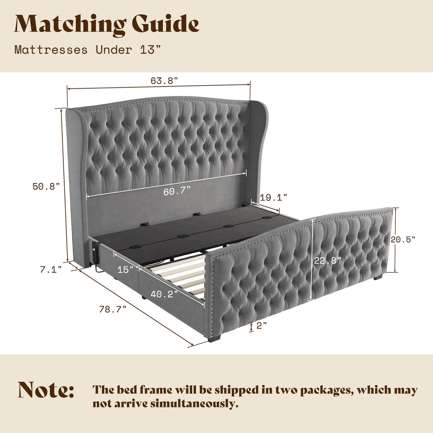Astoria 51”H Adjustable Bed Frame