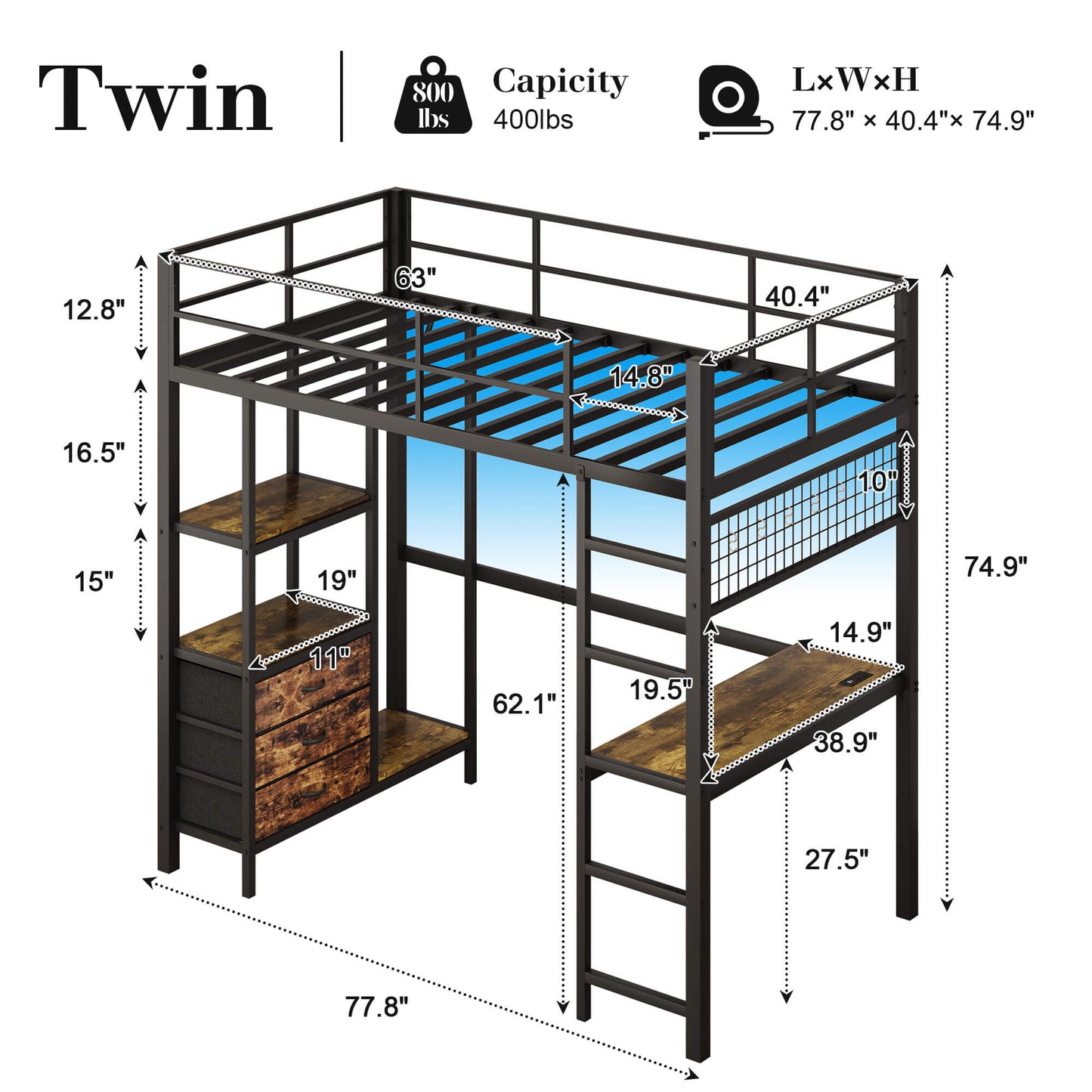 Lofton Twin Loft Bed