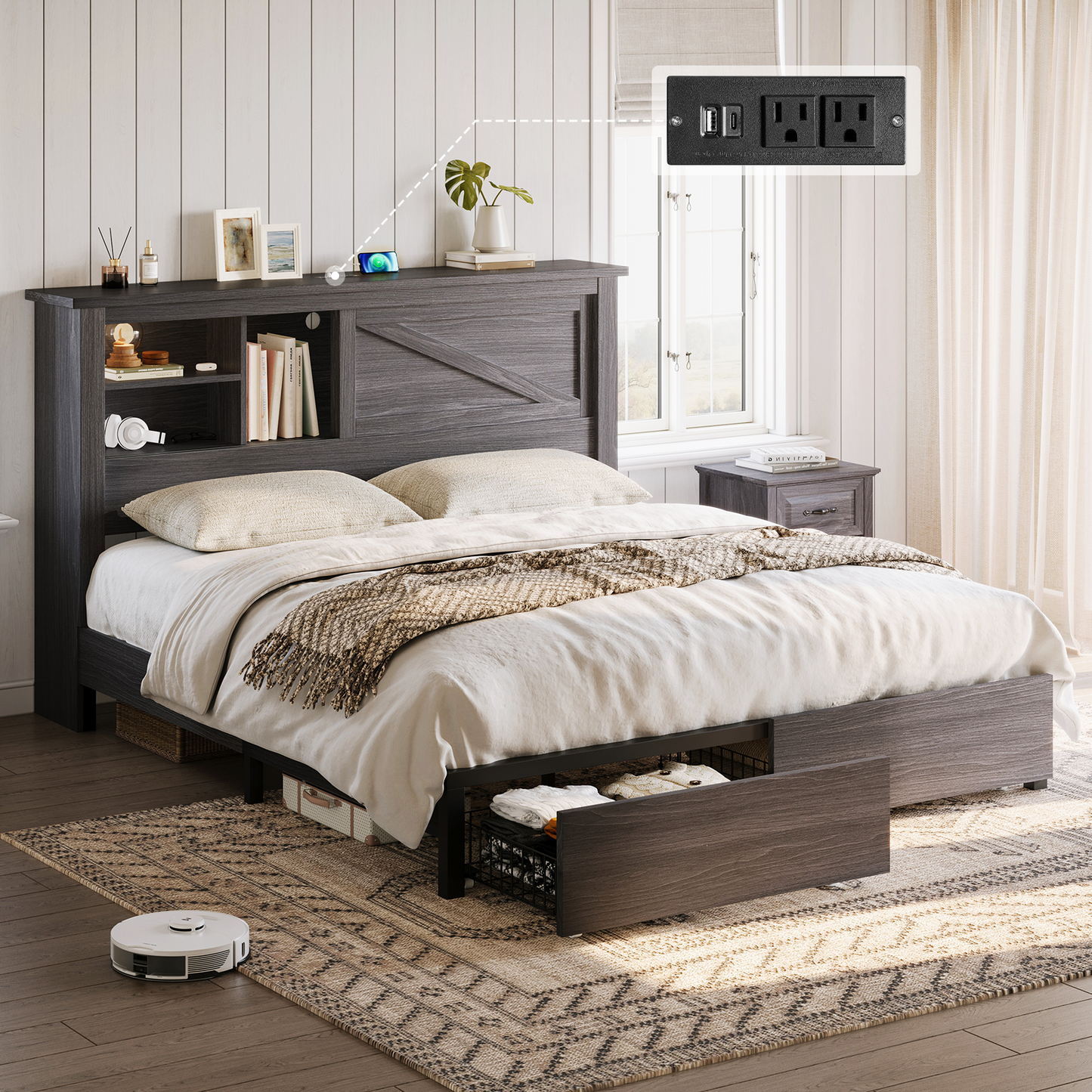 Huxley 47.2"H Storage Bed Frame