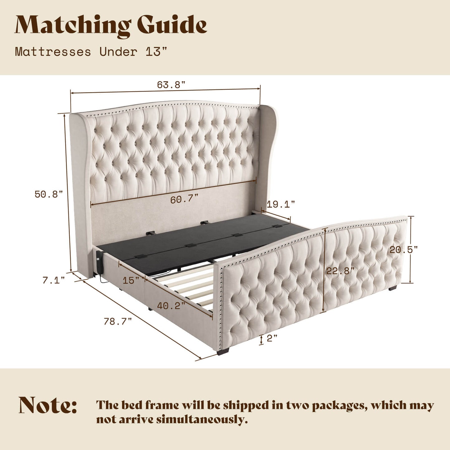 Astoria 51”H Adjustable Bed Frame