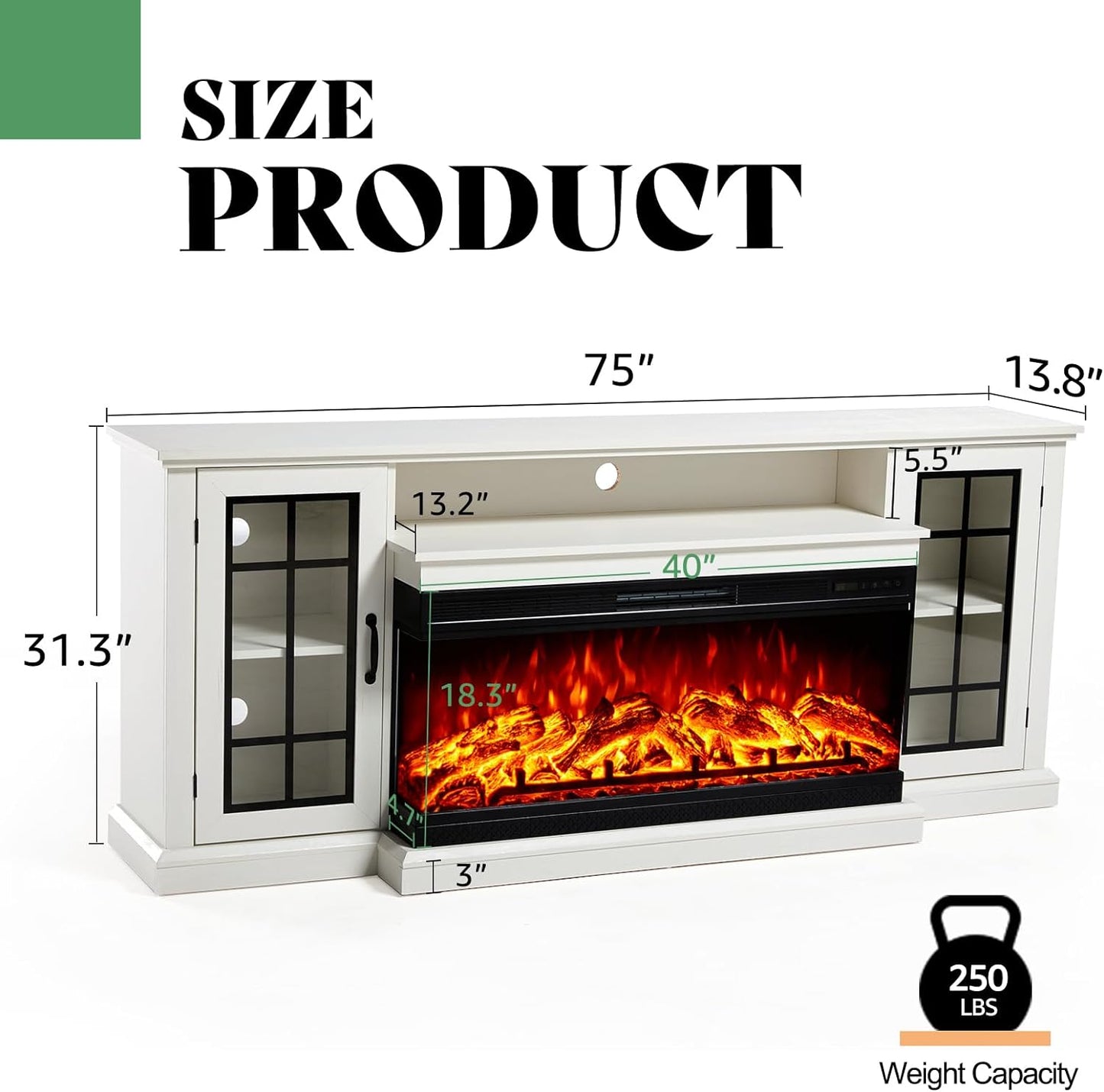 Panoply 75" Fireplace TV Stand